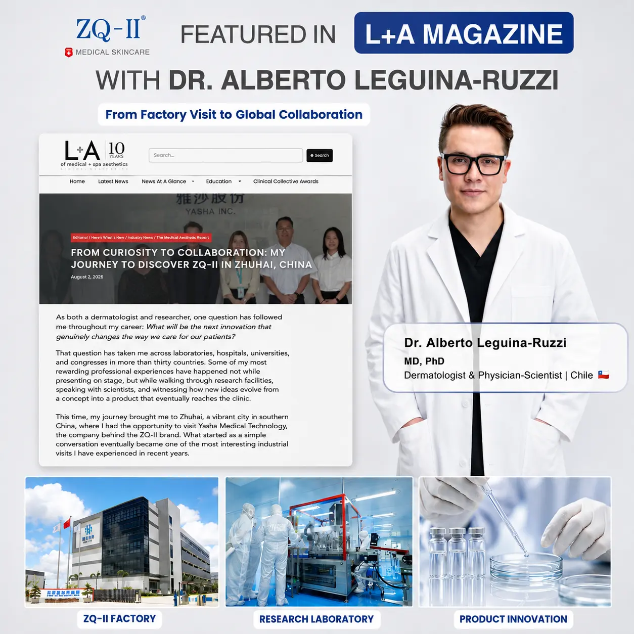 Dr. Alberto Leguina-Ruzzi, MD, PhD-nin ZQ-II Tibbi Dəriyə Qulluq səfəri L+A jurnalında təqdim olunur